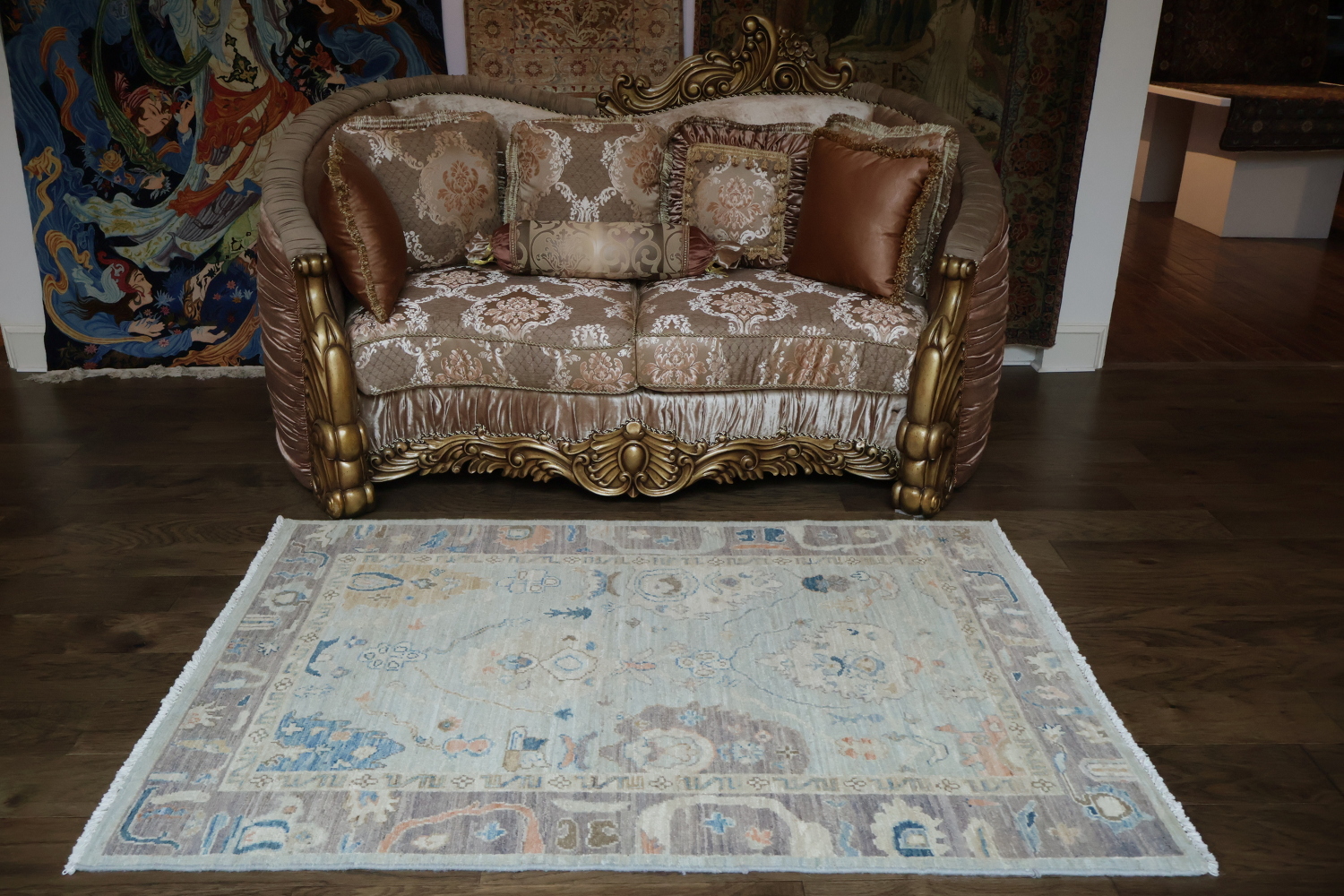 Vegetable Dye Oushak Turkish Area Rug 4x6