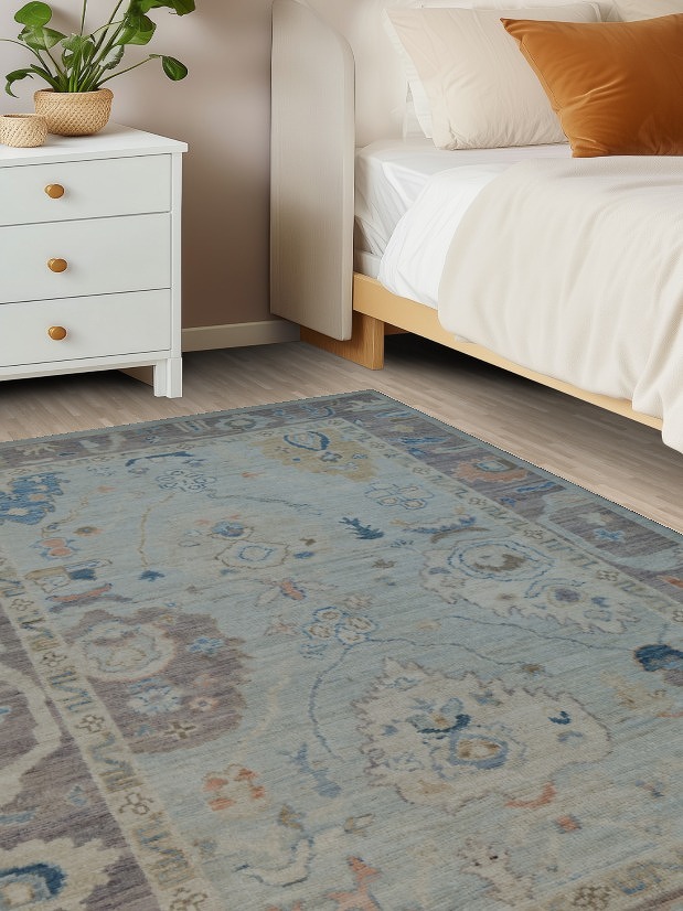 Vegetable Dye Oushak Turkish Area Rug 4x6