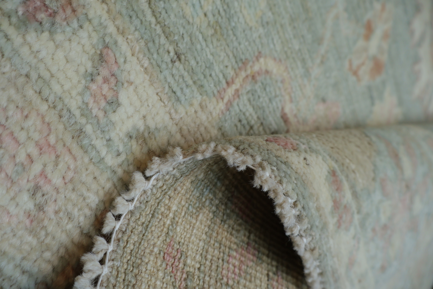 Green Muted Oushak Vegetable Dye Area Rug 4x6