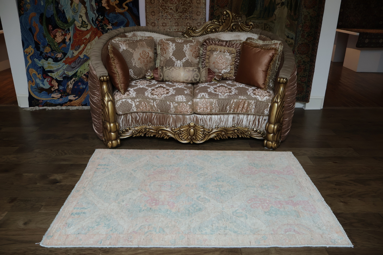 Oushak Vegetable Dye Area Rug 4x6