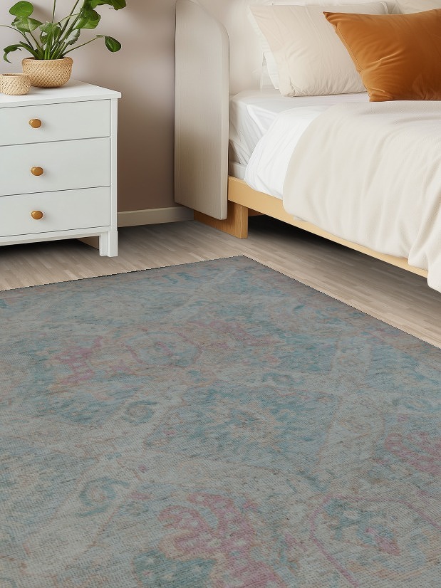 Oushak Vegetable Dye Area Rug 4x6