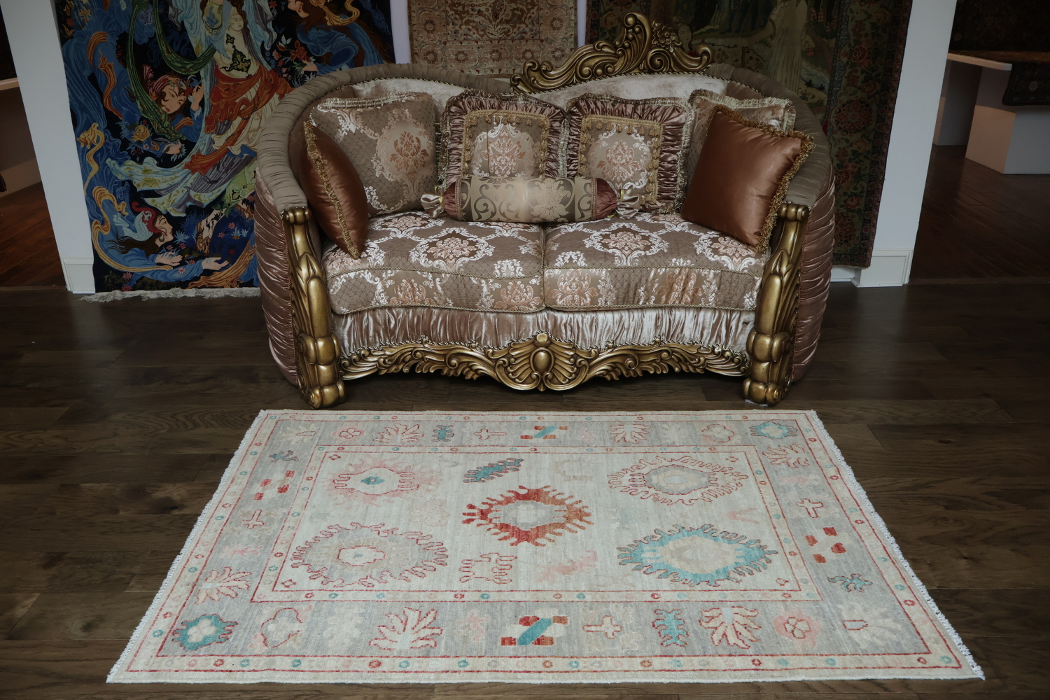 Vegetable Dye Oushak Turkish Area Rug 4x6