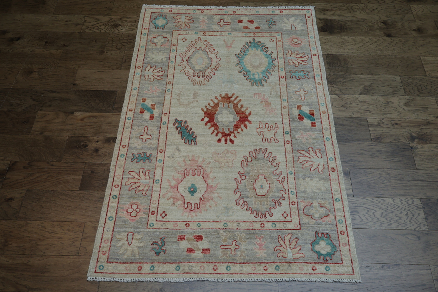 Vegetable Dye Oushak Turkish Area Rug 4x6