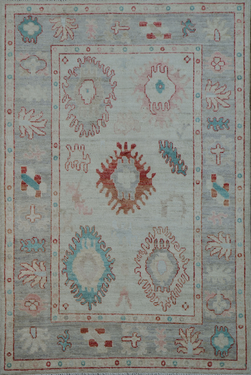 Vegetable Dye Oushak Turkish Area Rug 4x6