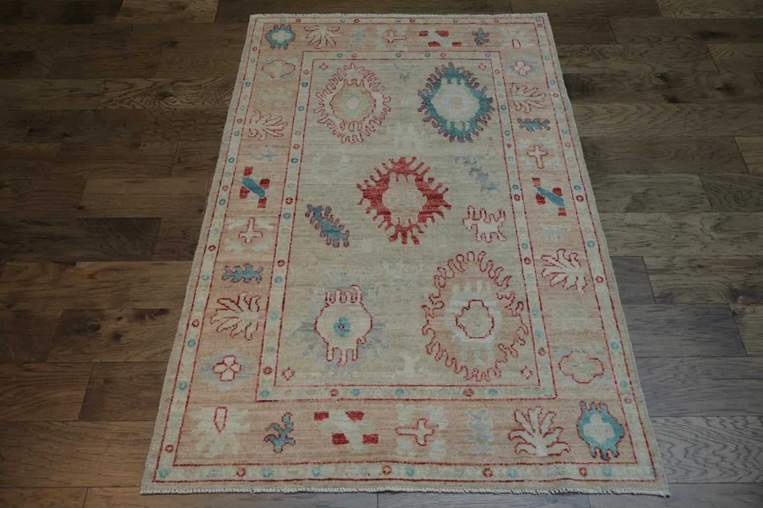 Vegetable Dye Oushak Turkish Area Rug 4x6