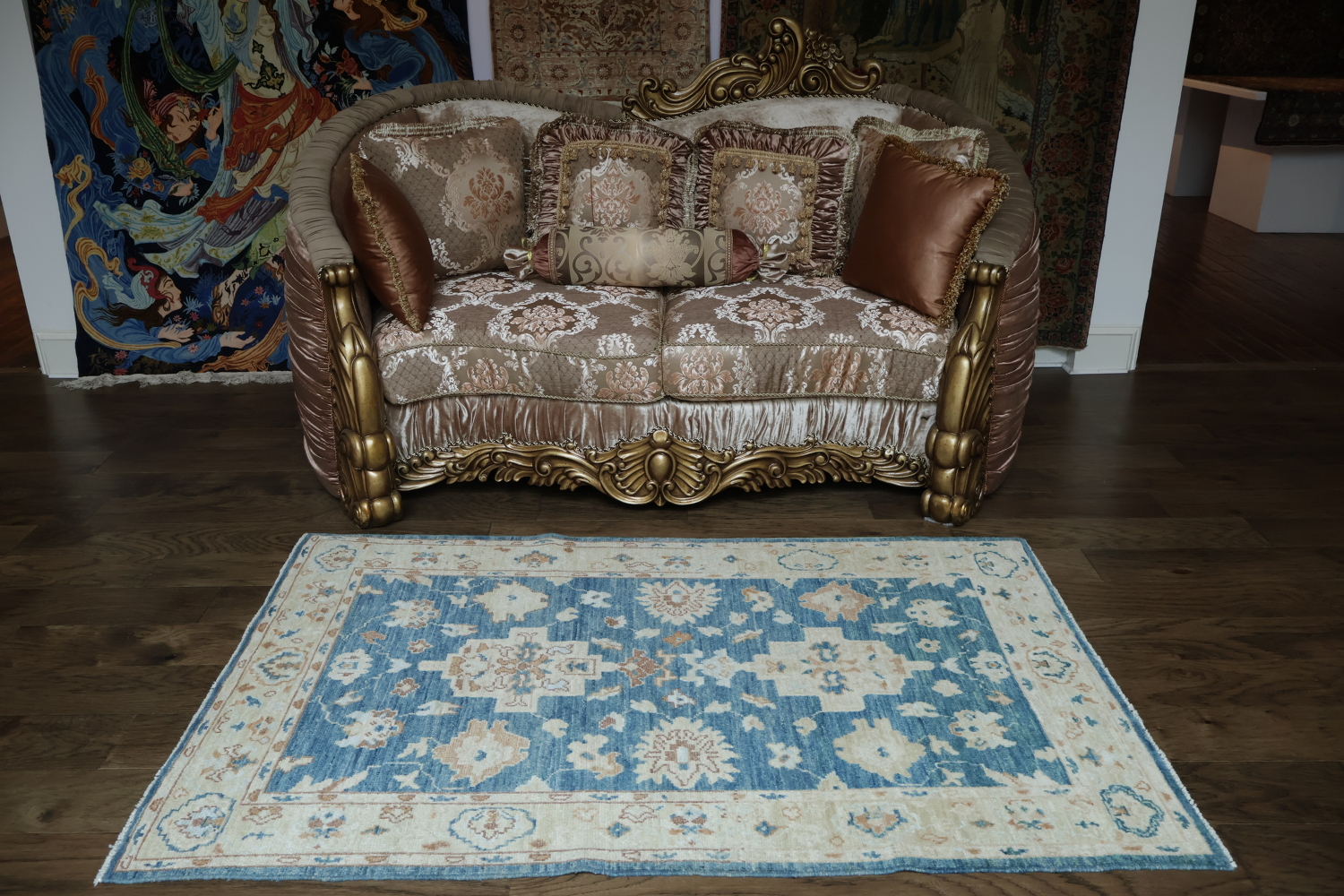 Vegetable Dye Oushak Turkish Area Rug 4x6