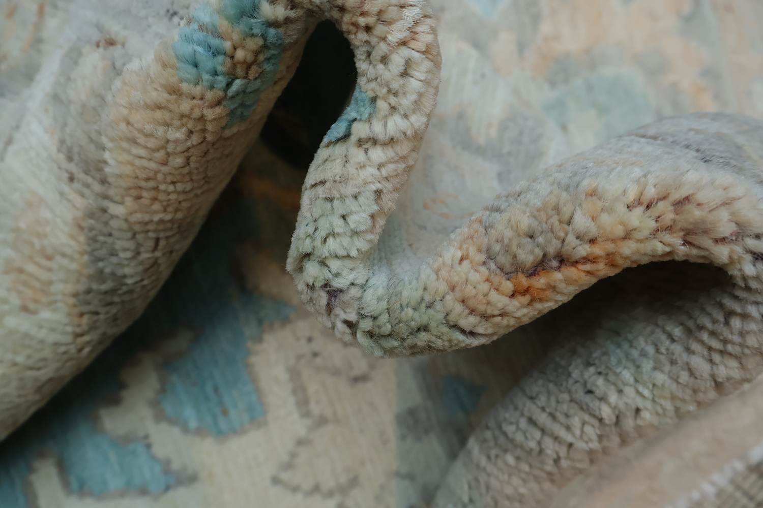 Turquoise Blue Oushak Vegetable Dye Area Rug 4x6