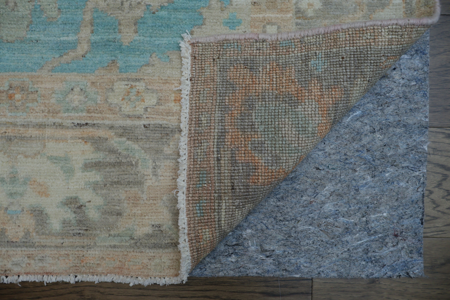 Turquoise Blue Oushak Vegetable Dye Area Rug 4x6