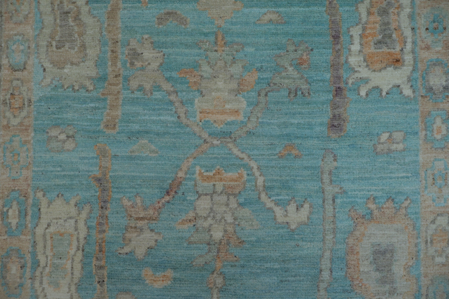 Turquoise Blue Oushak Vegetable Dye Area Rug 4x6