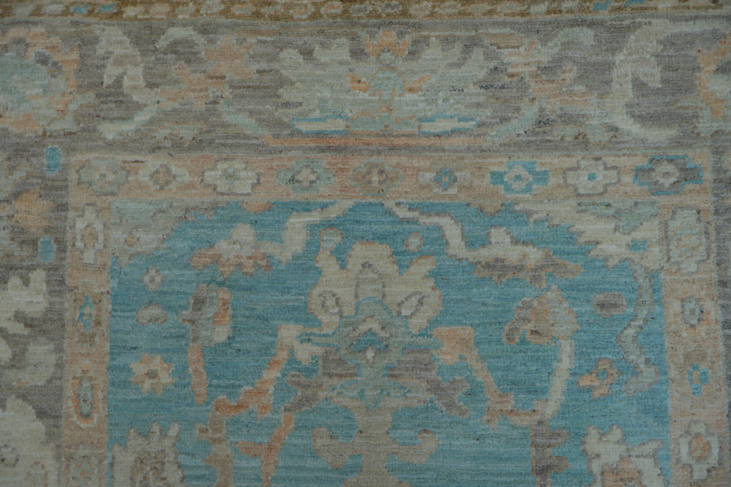 Turquoise Blue Oushak Vegetable Dye Area Rug 4x6