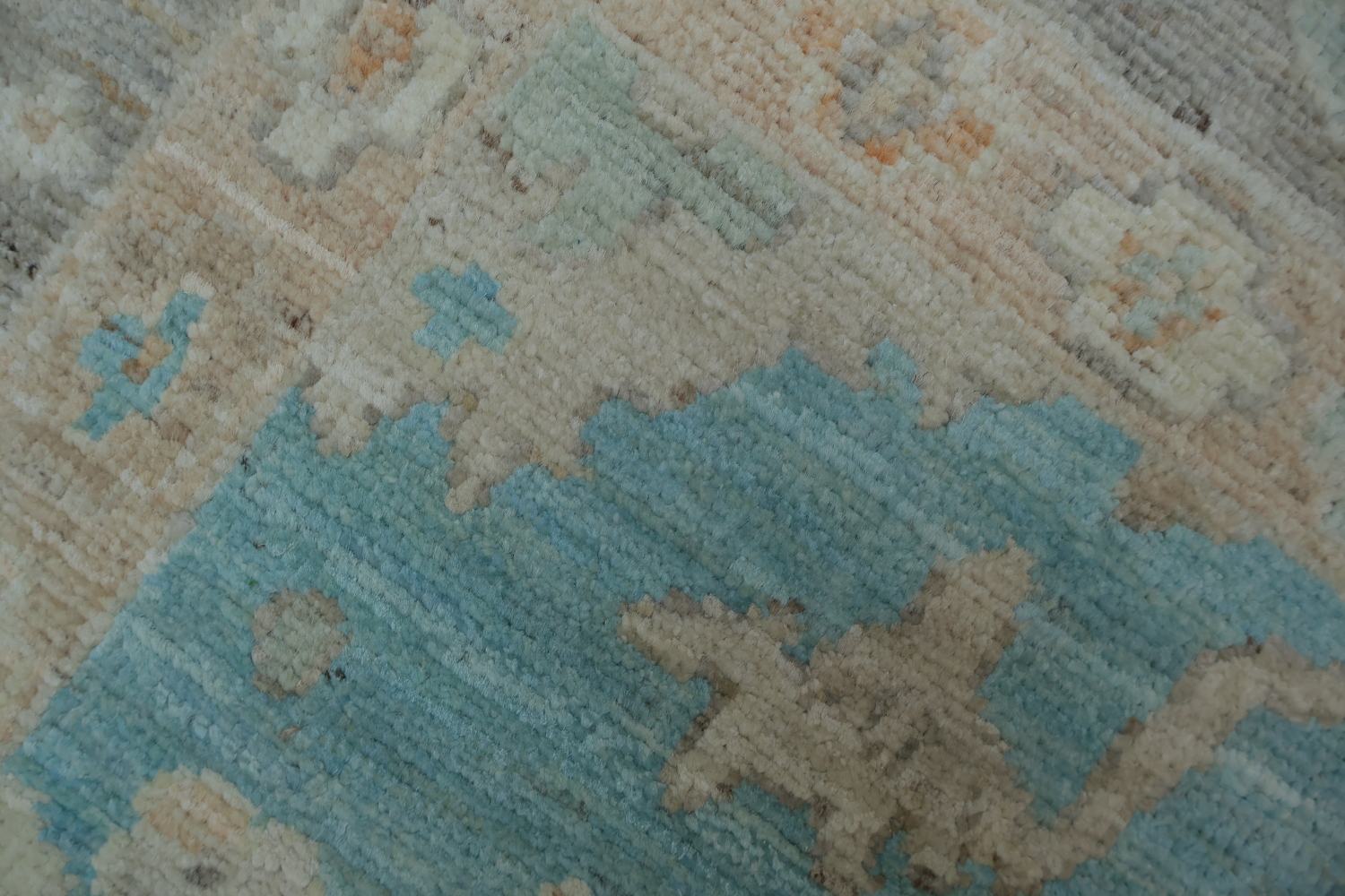 Turquoise Blue Oushak Vegetable Dye Area Rug 4x6