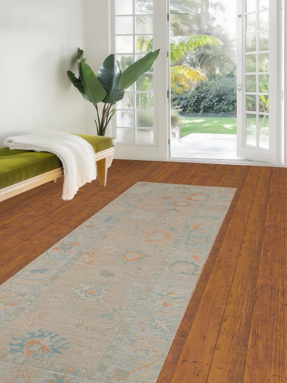 Oushak Vegetable Dye Runner Rug 3x10