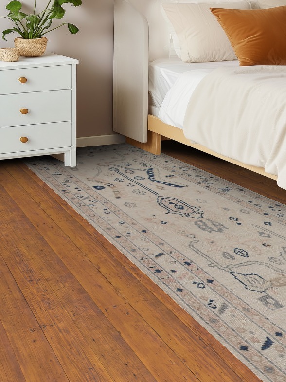 Vegetable Dye Oushak Turkish Runner Rug 3x12