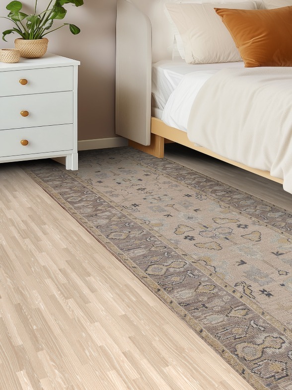 Vegetable Dye Oushak Turkish Runner Rug 3x10