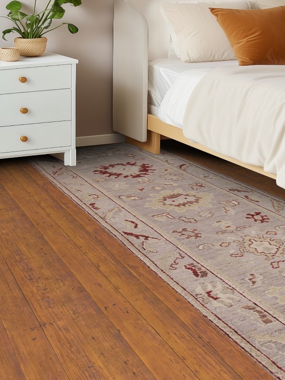 Vegetable Dye Oushak Turkish Runner Rug 3x10