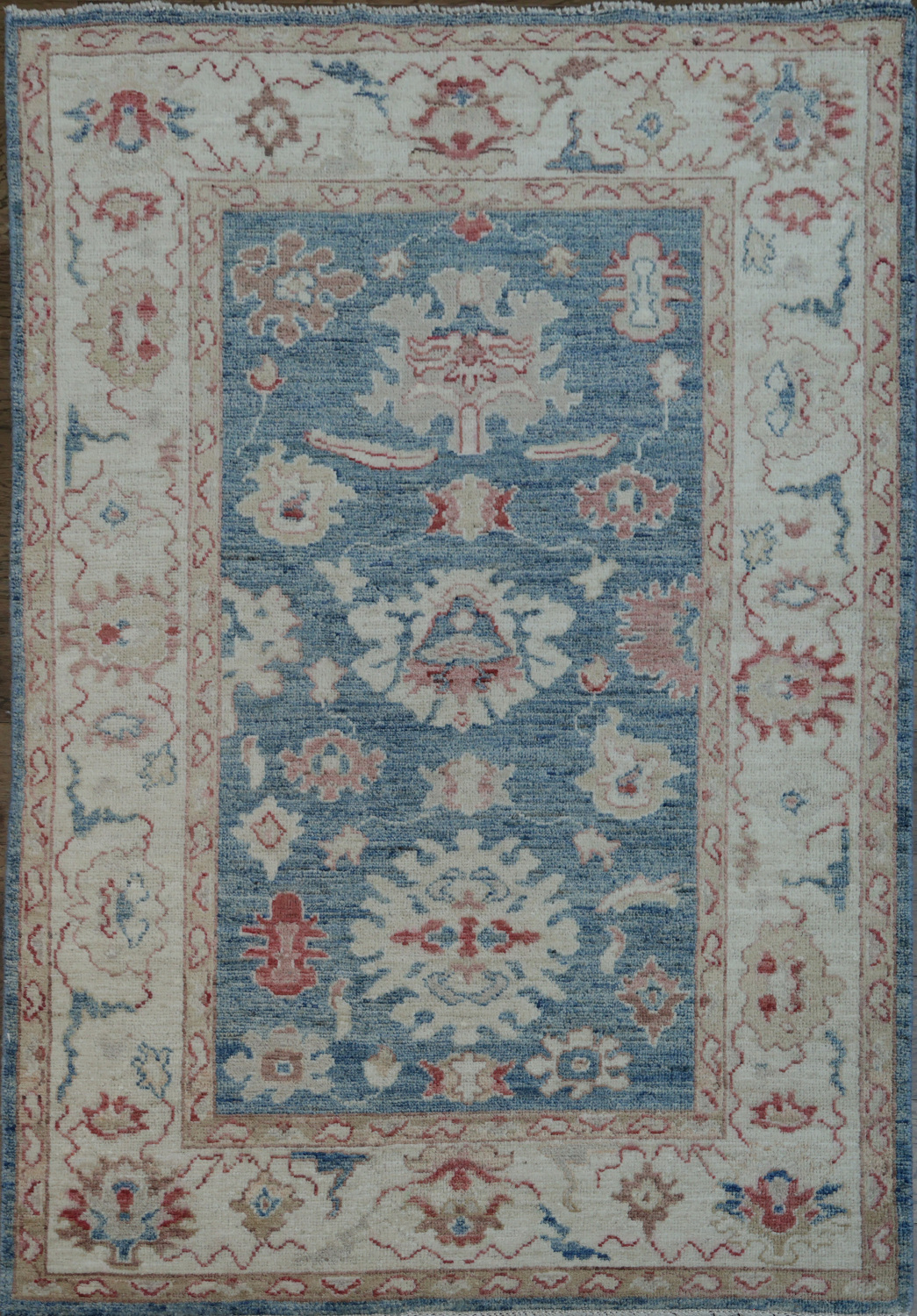 Blue Oushak Vegetable Dye Area Rug 4x6