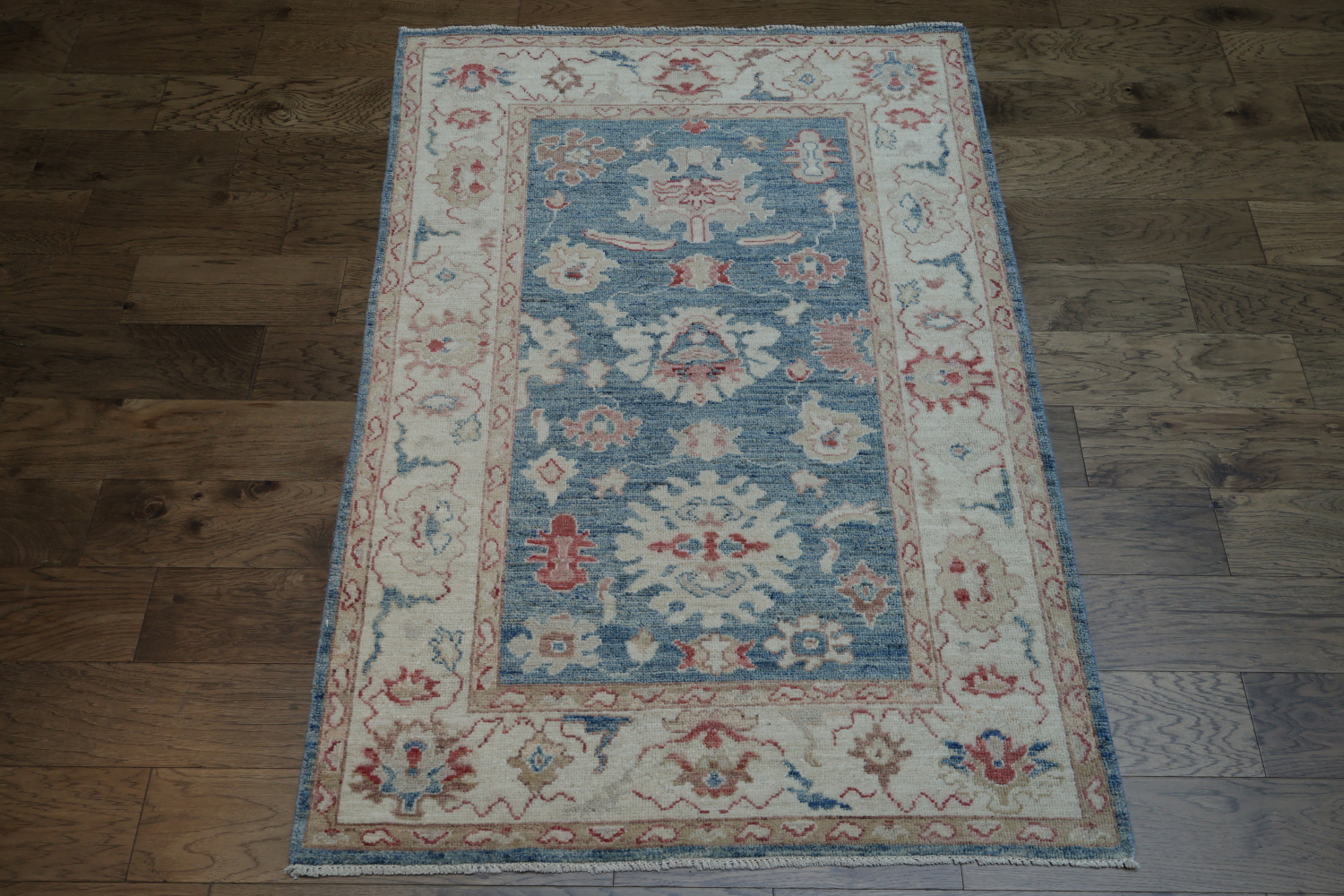 Blue Oushak Vegetable Dye Area Rug 4x6