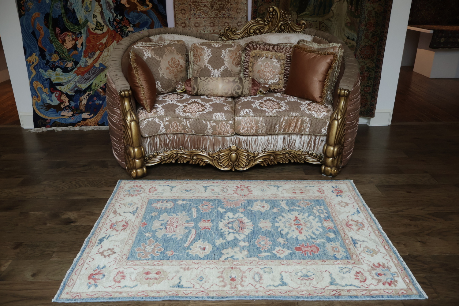Blue Oushak Vegetable Dye Area Rug 4x6