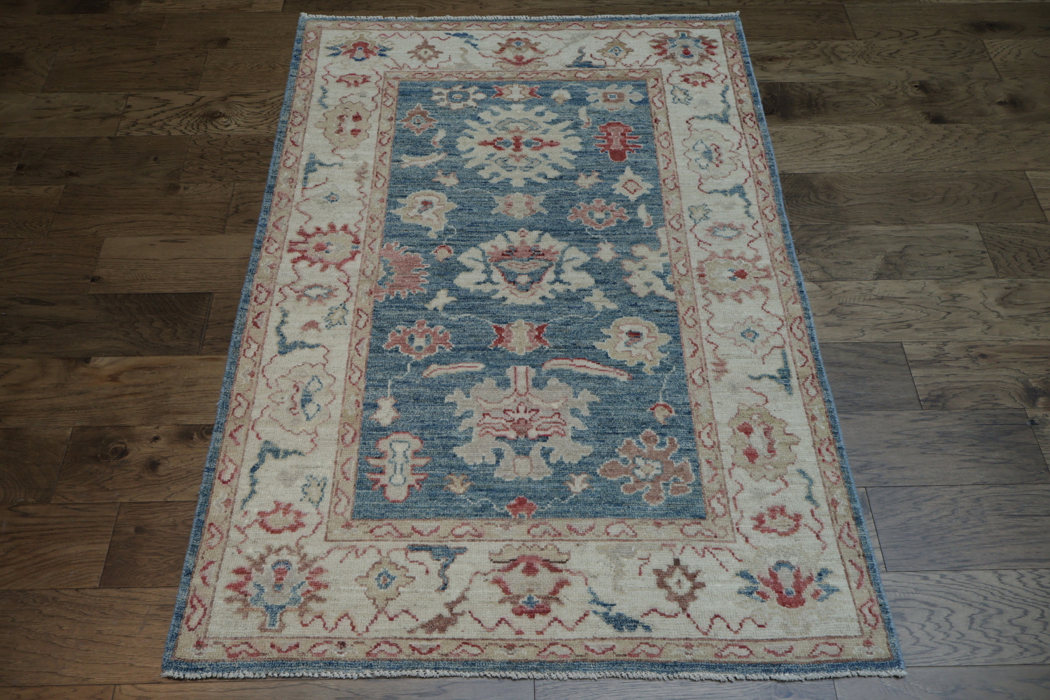 Blue Oushak Vegetable Dye Area Rug 4x6