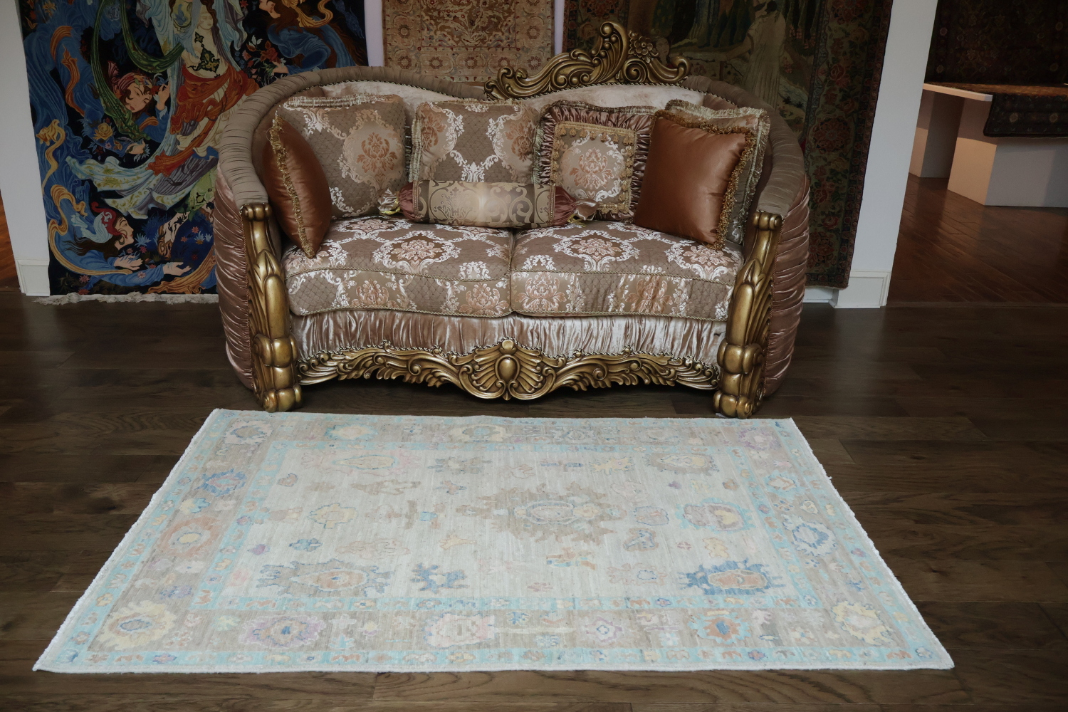 Vegetable Dye Oushak Turkish Area Rug 4x6
