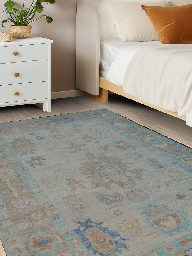 Vegetable Dye Oushak Turkish Area Rug 4x6