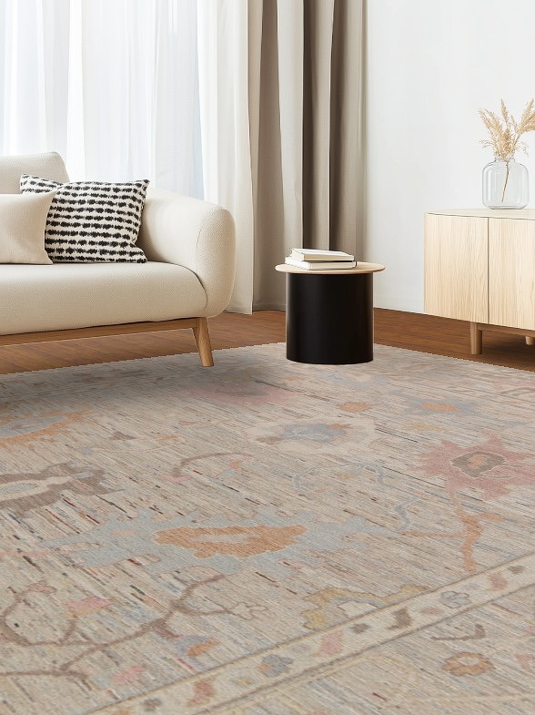 Floral Oushak Vegetable Dye Area Rug 10x14