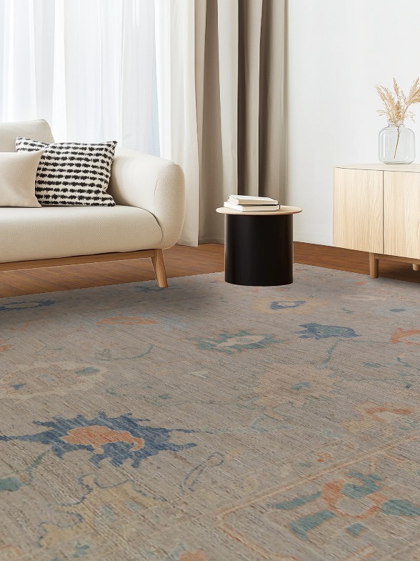 Vegetable Dye Oushak Turkish Area Rug 9x12