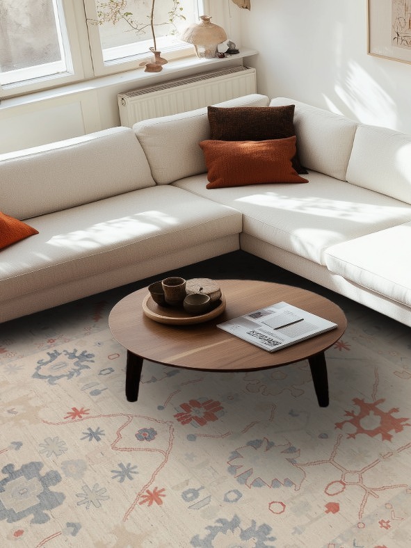 Floral Oushak Vegetable Dye Area Rug 9x12