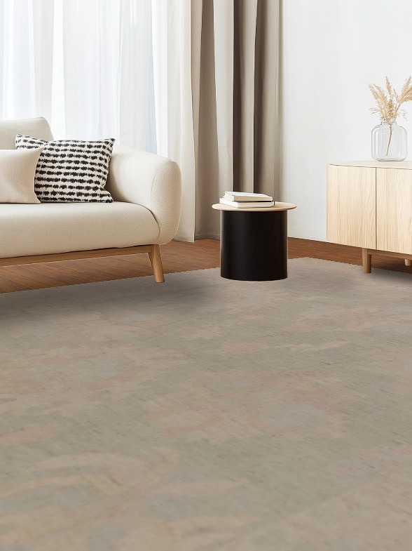 Muted Oushak Vegetable Dye Large Area Rug 10x14