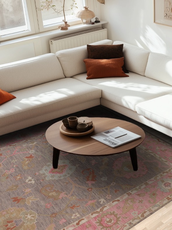 Floral Oushak Vegetable Dye Area Rug 7x10