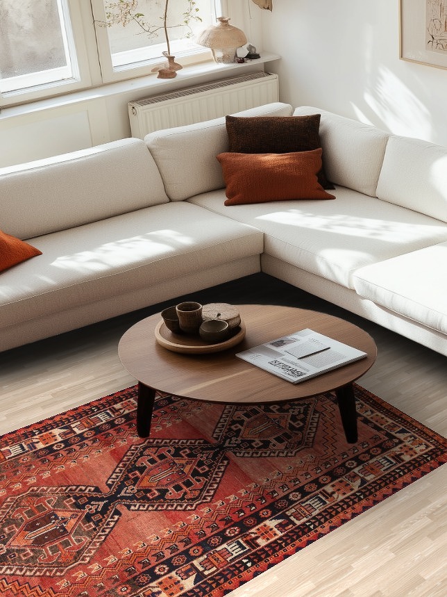 Geometric Qashqai Persian Area Rug 4x7