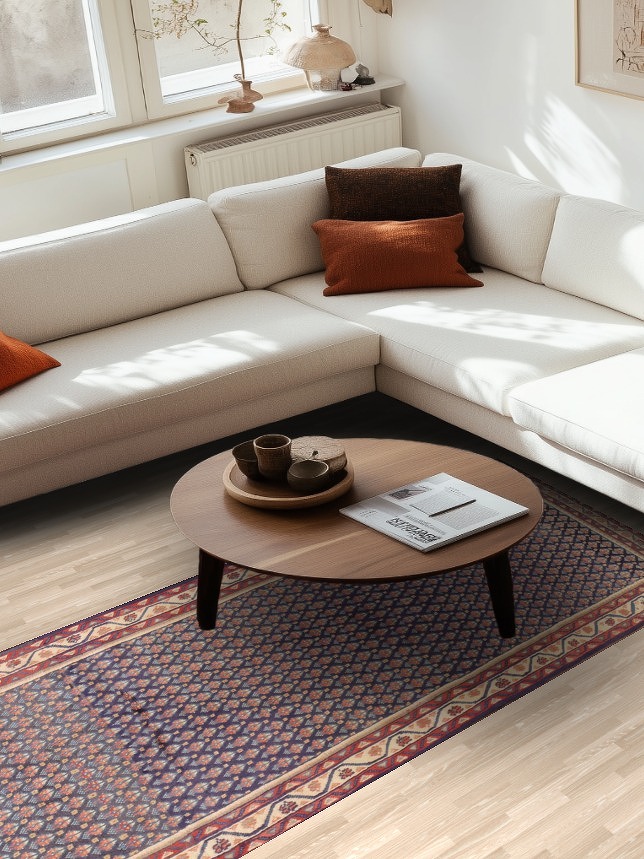 Navy Blue Botemir Persian Runner Rug 4x10