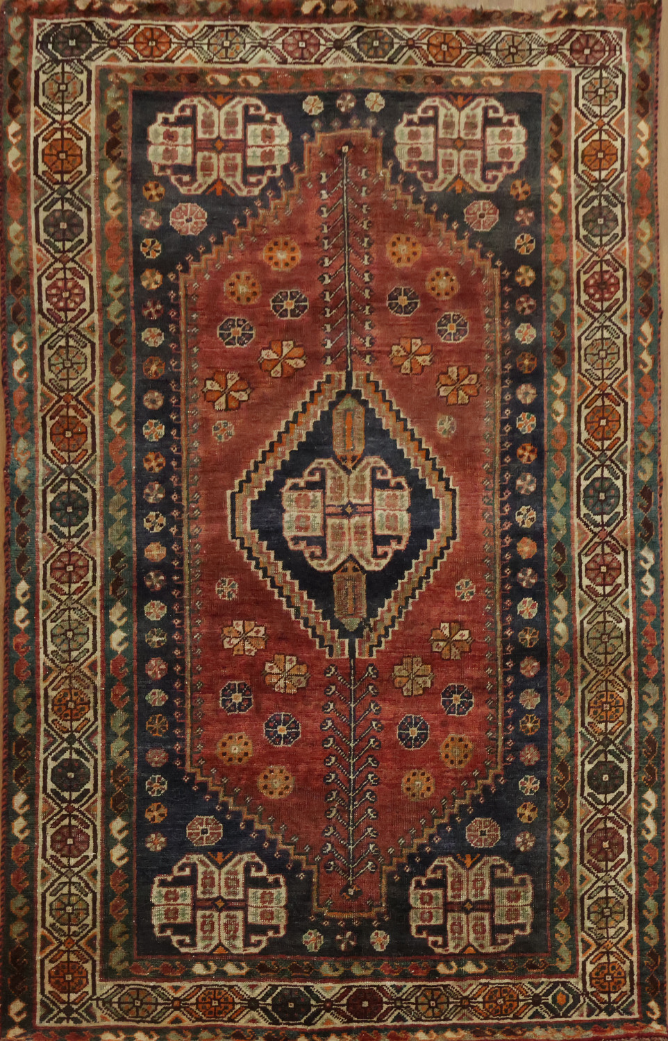 Geometric Red Shiraz Persian Area Rug 5x8