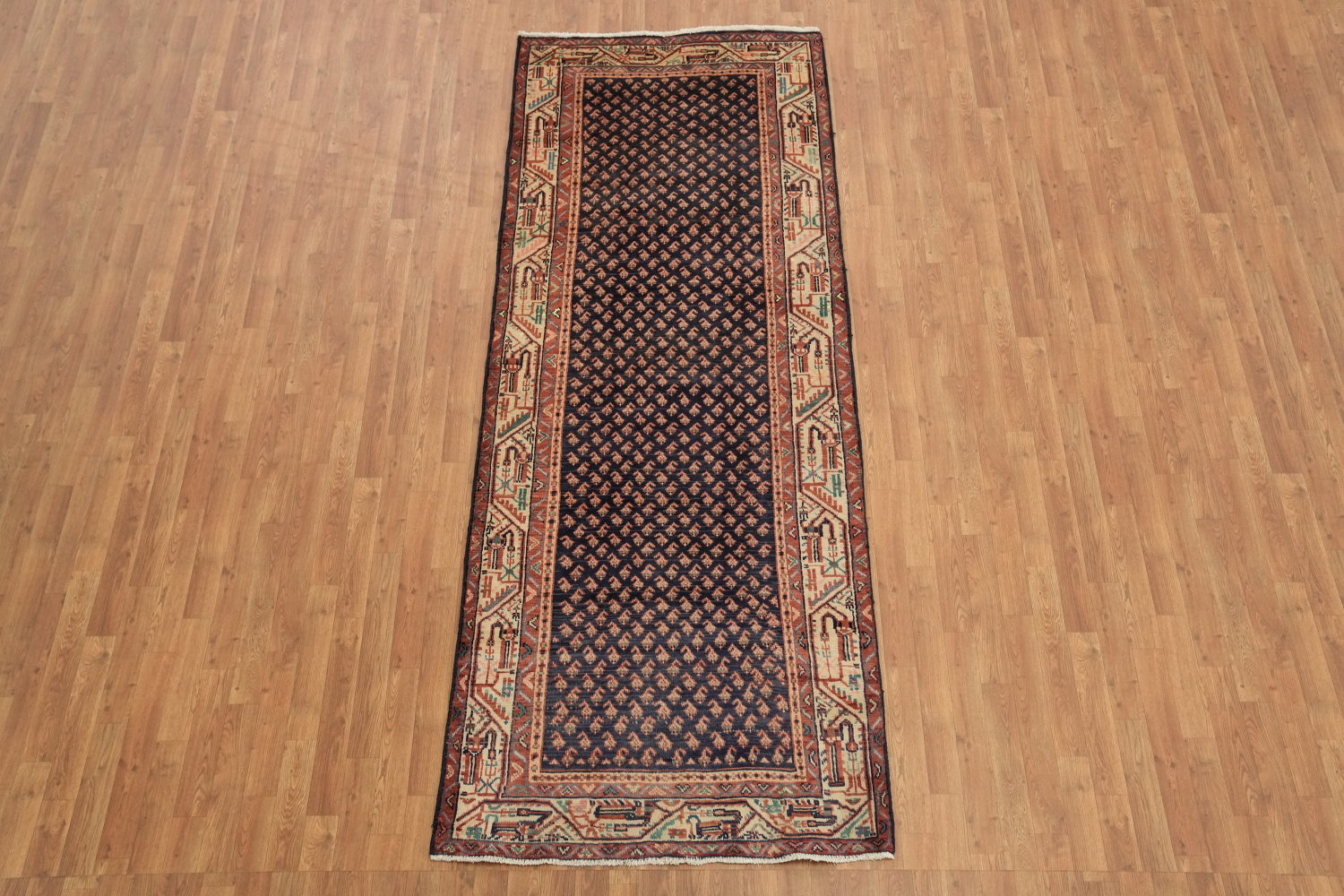 Navy Blue Botemir Persian Runner Rug 4x10