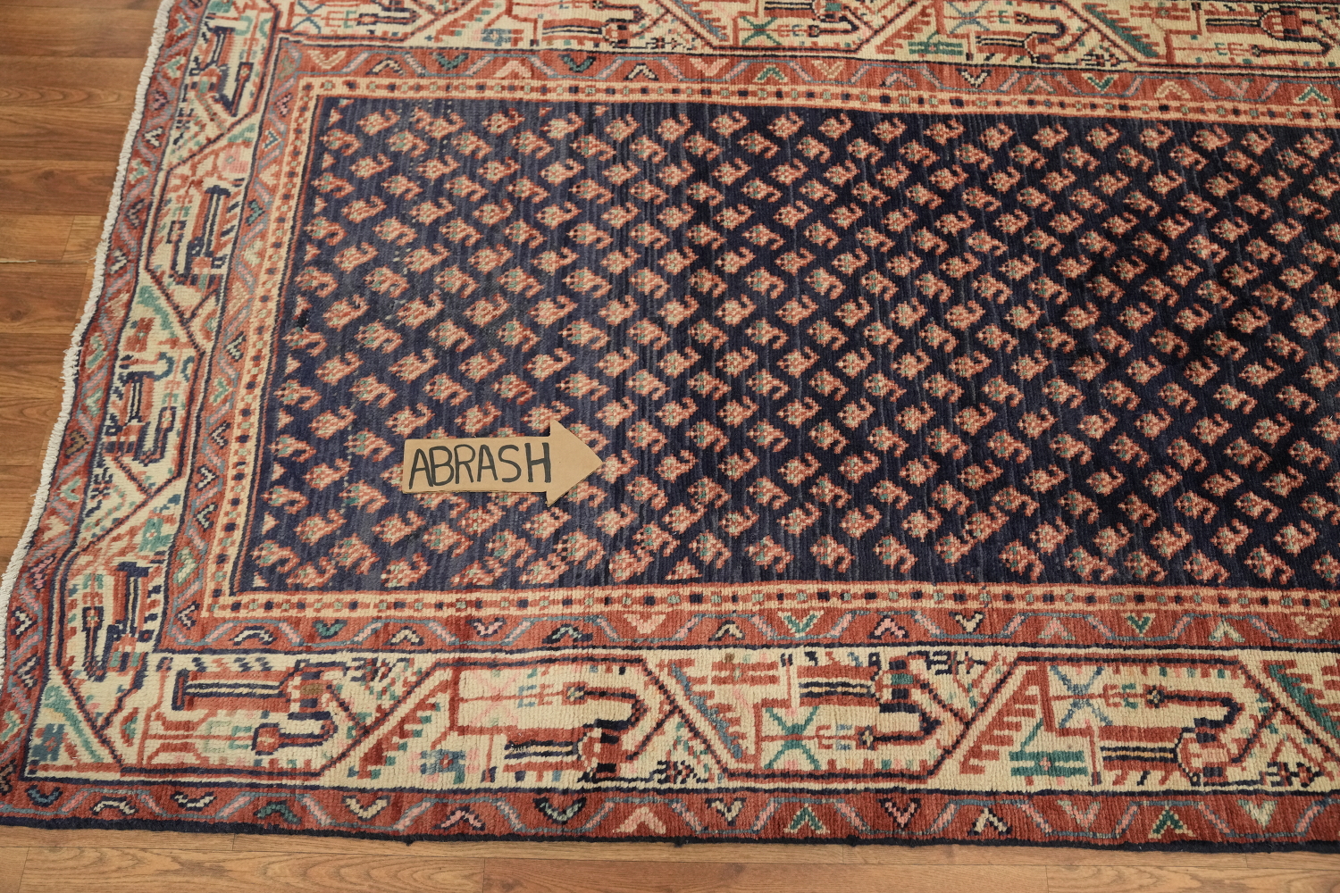 Navy Blue Botemir Persian Runner Rug 4x10