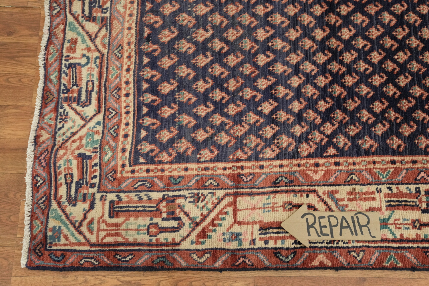 Navy Blue Botemir Persian Runner Rug 4x10