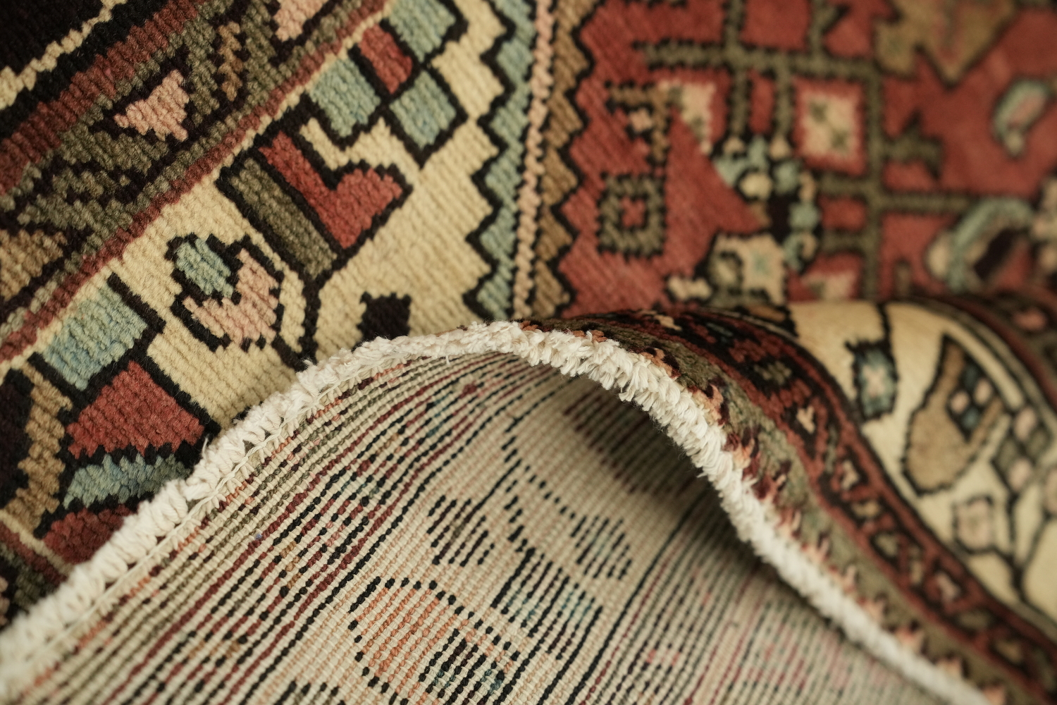 Geometric Red Hamedan Persian Runner Rug 3x10