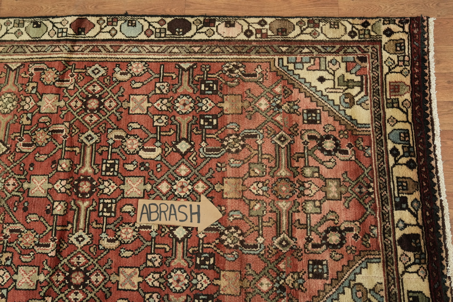 Geometric Red Hamedan Persian Runner Rug 3x10