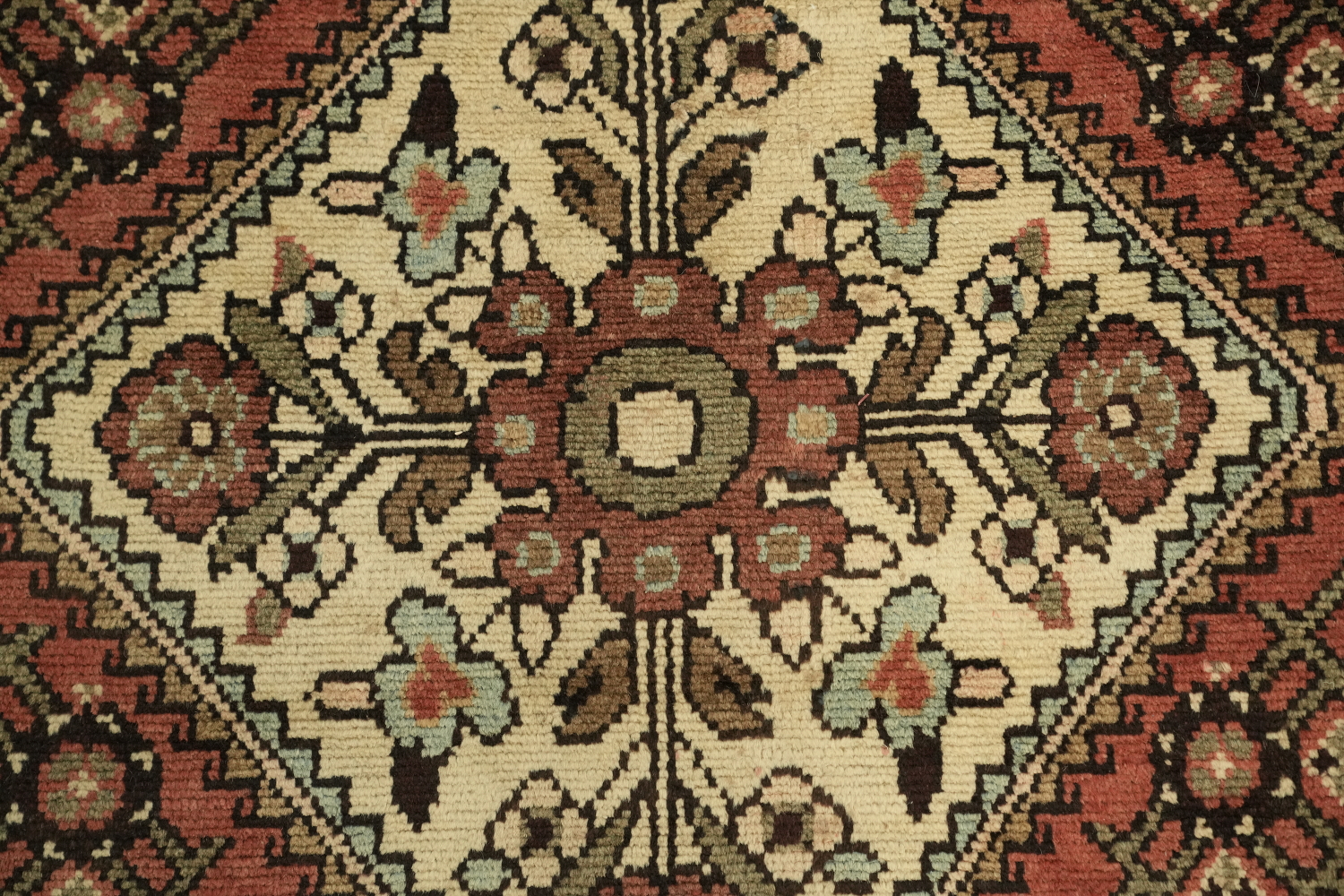 Geometric Red Hamedan Persian Runner Rug 3x10