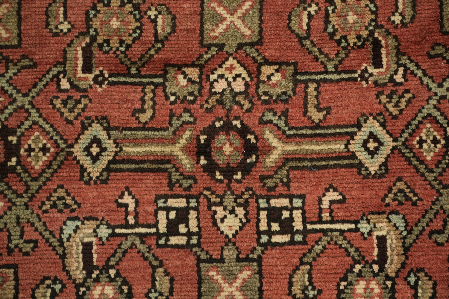 Geometric Red Hamedan Persian Runner Rug 3x10
