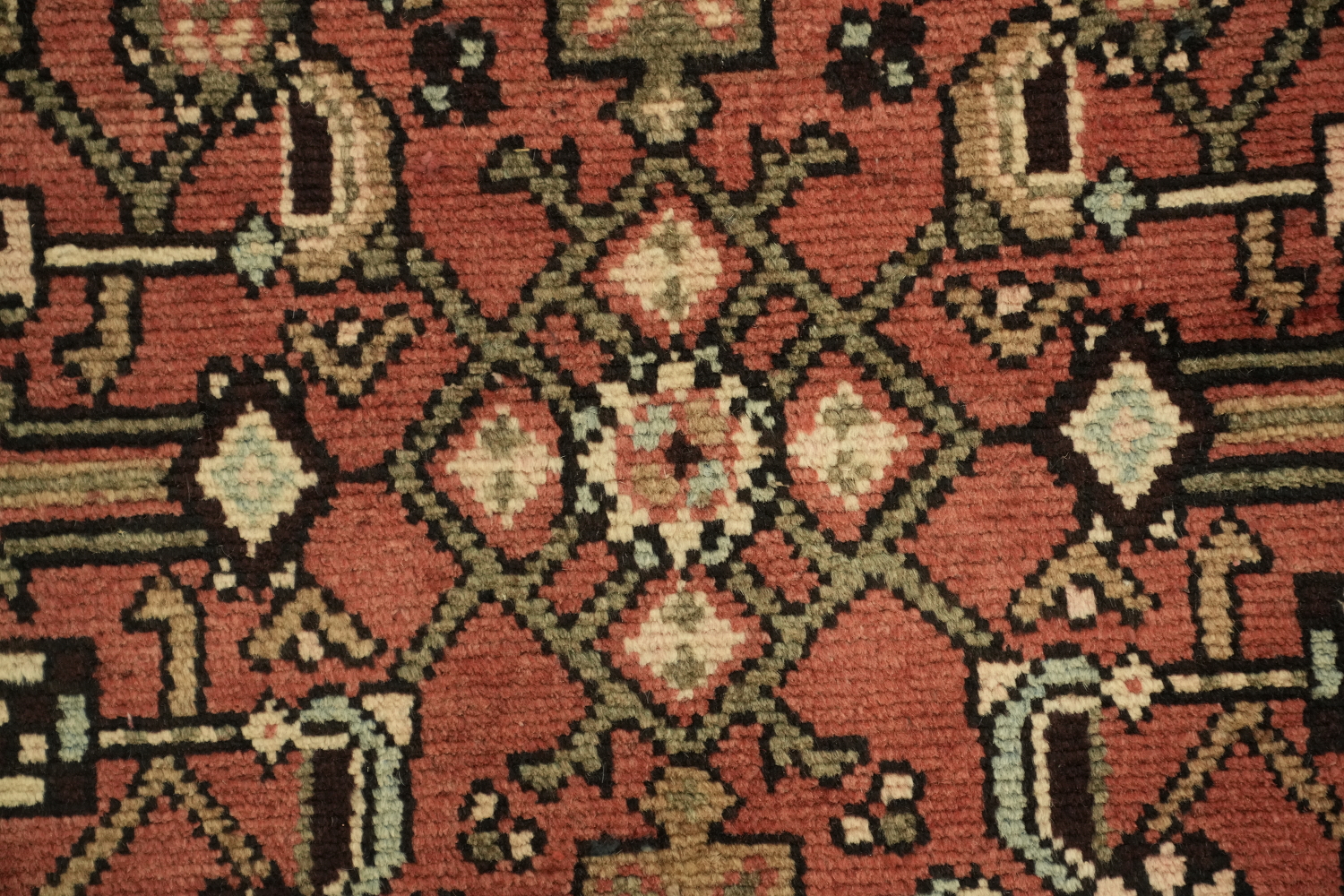 Geometric Red Hamedan Persian Runner Rug 3x10