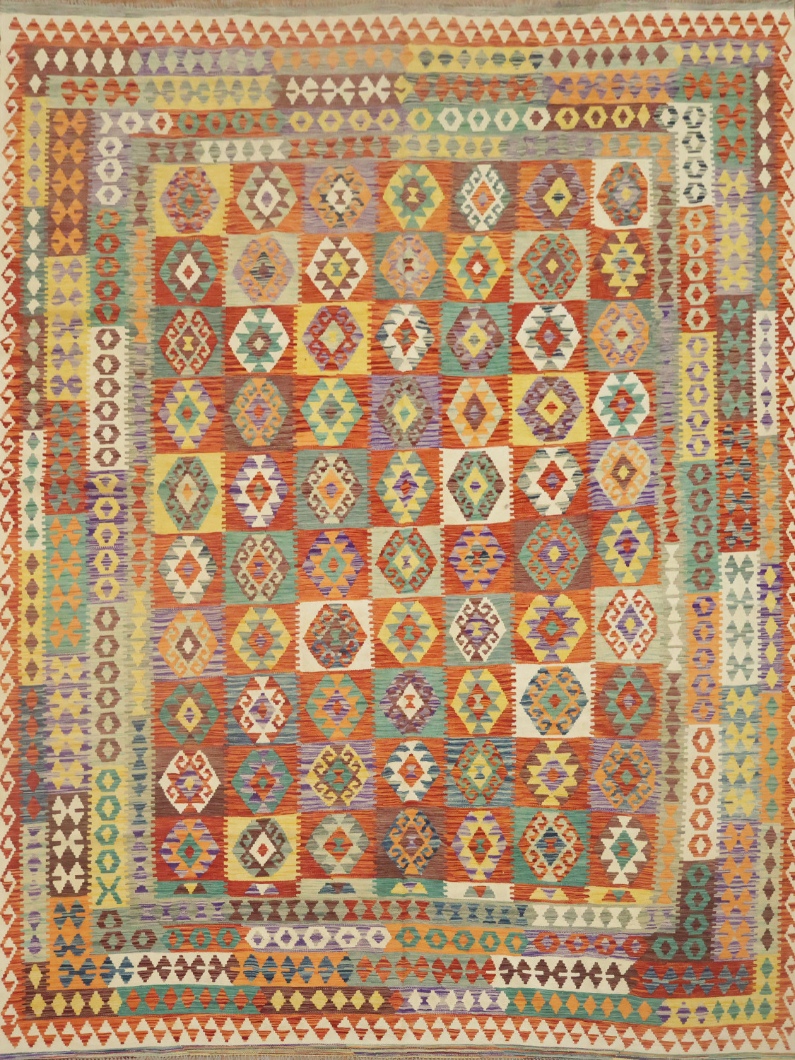 Reversible Wool Kilim Area Rug 10x13