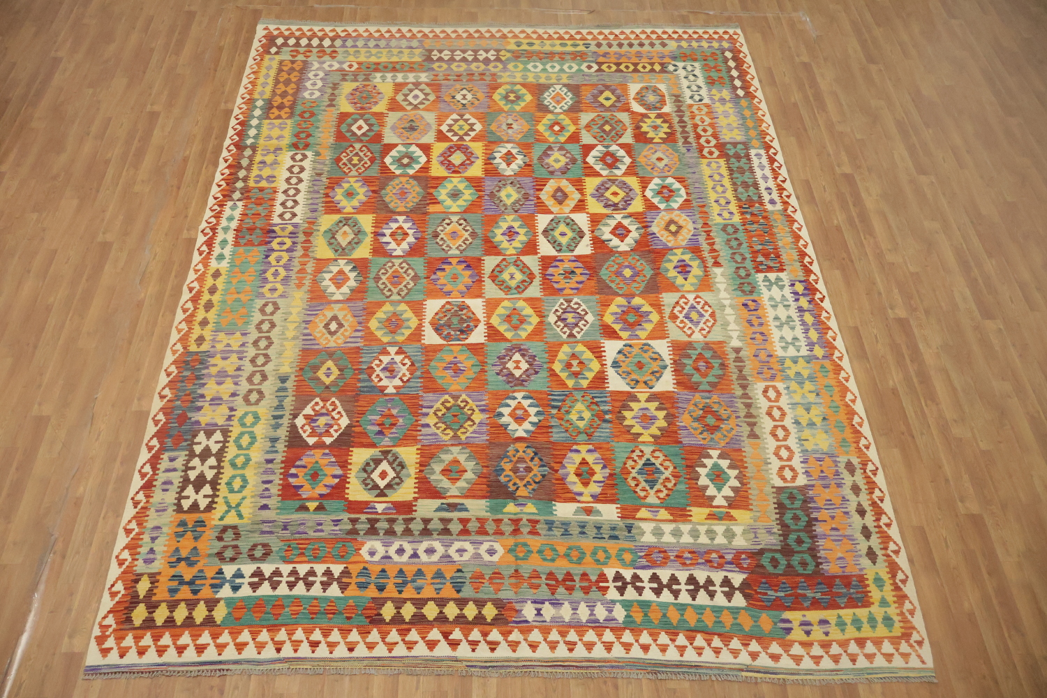 Reversible Wool Kilim Area Rug 10x13