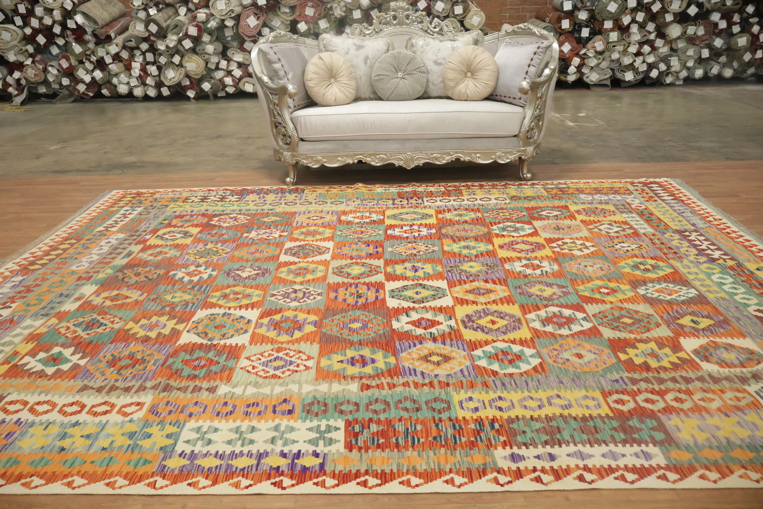 Reversible Wool Kilim Area Rug 10x13