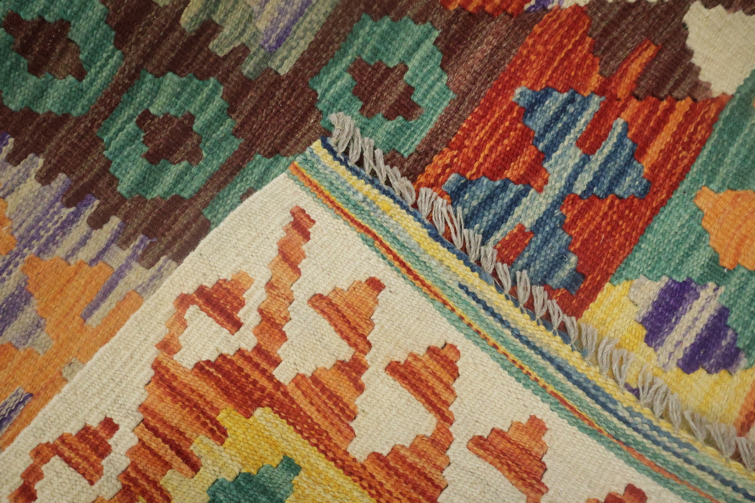 Reversible Wool Kilim Area Rug 10x13