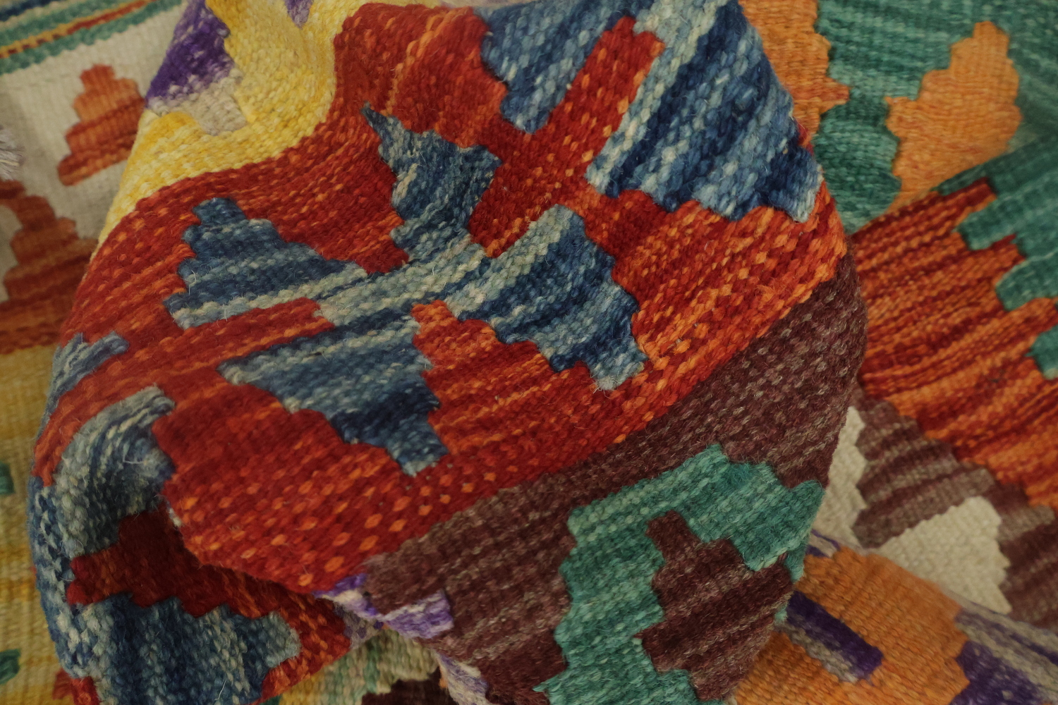 Reversible Wool Kilim Area Rug 10x13