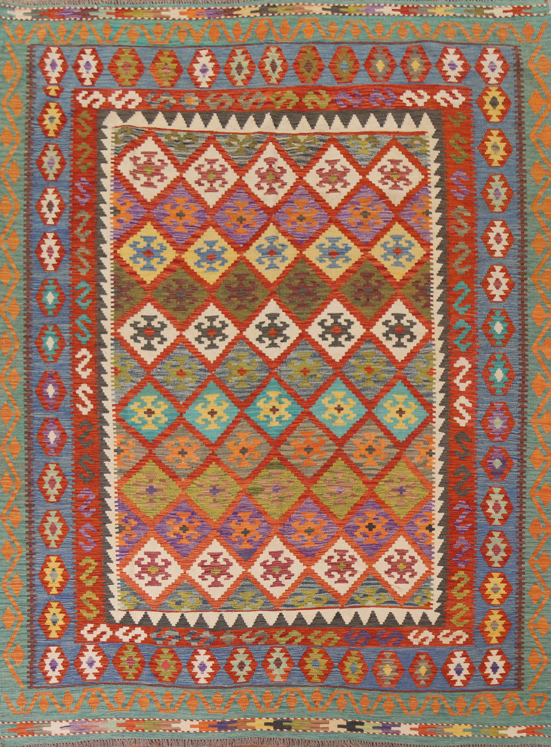 Colorful Kilim Wool Area Rug 8x10