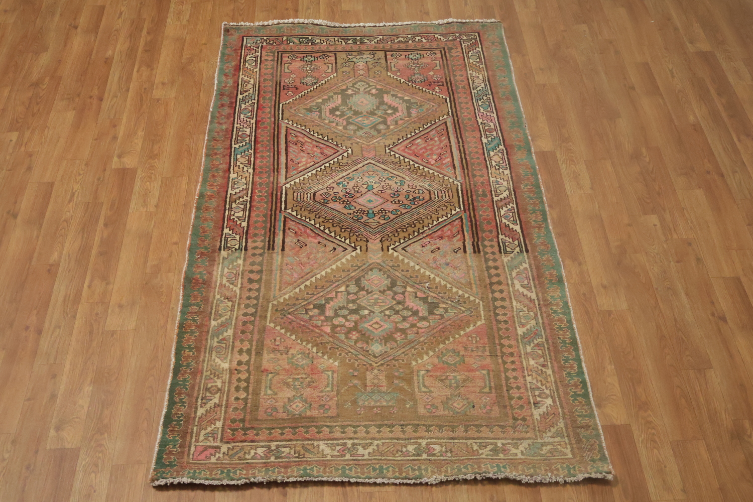 Vintage Wool Zanjan Persian Area Rug 4x6