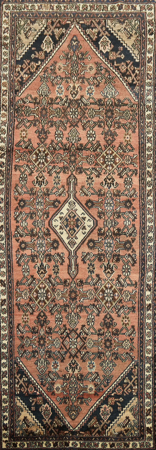 Vintage Hamedan Persian Runner Rug 3x10