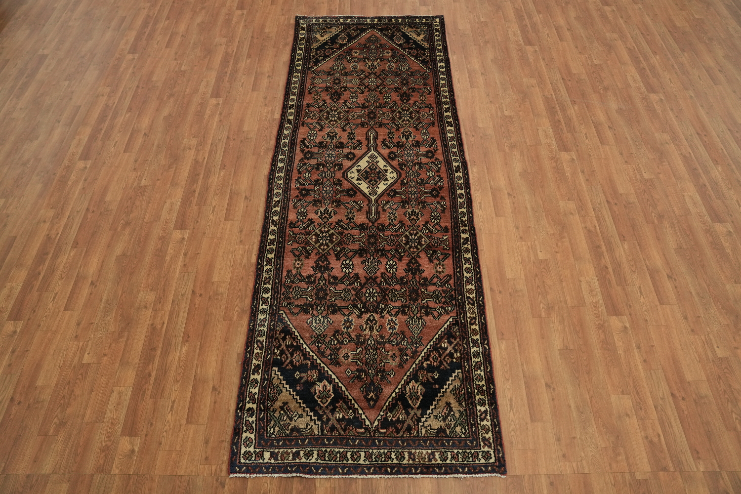 Vintage Hamedan Persian Runner Rug 3x10